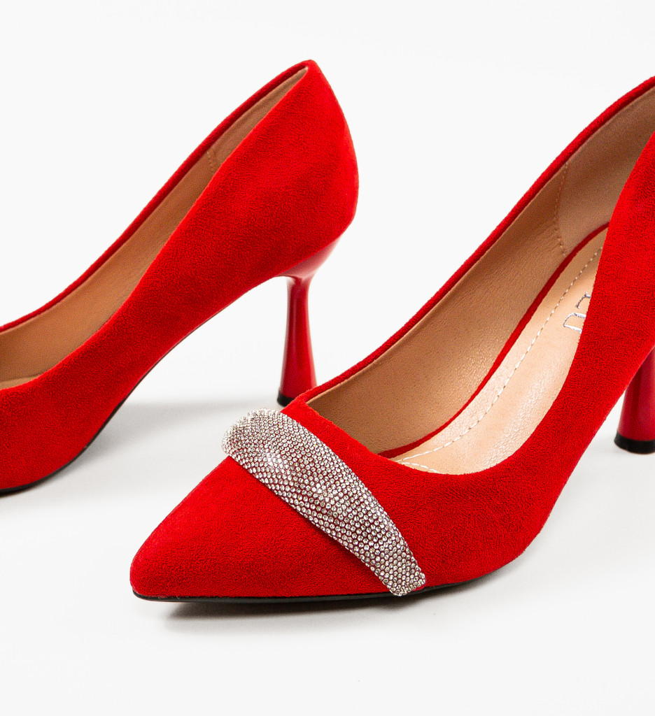 Pantofi Dama Kadar Rosii cu Toc Elegant - imagine 7