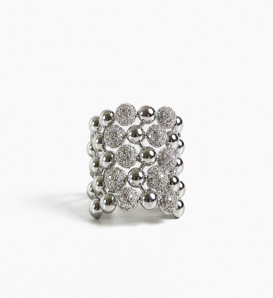 Inel Hexego Argintiu - Design Geometric Modern - imagine 2