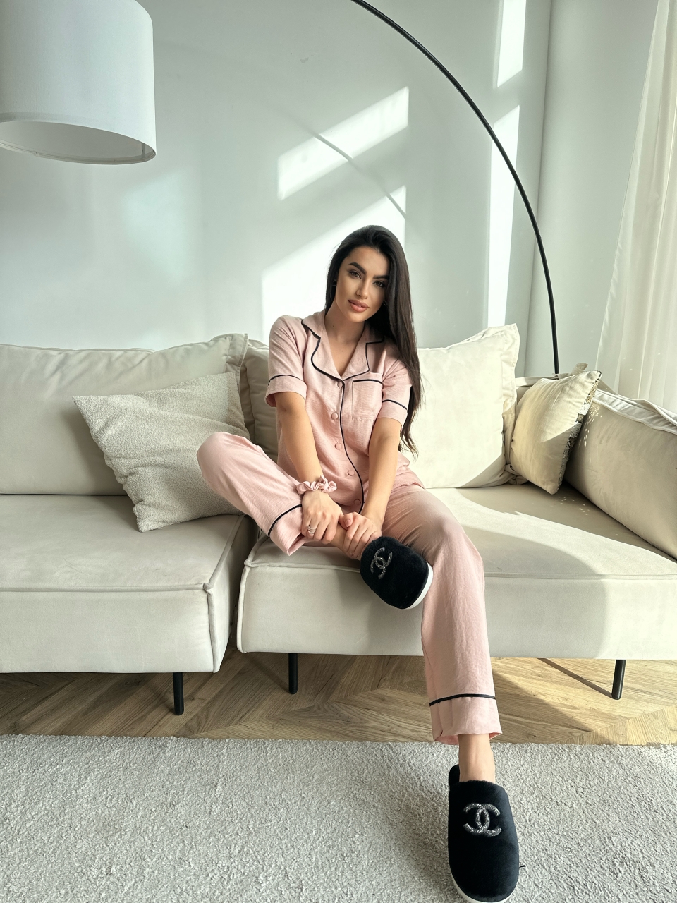 Set Pijama Damă Delis, 2 Piese, Crem - imagine 5