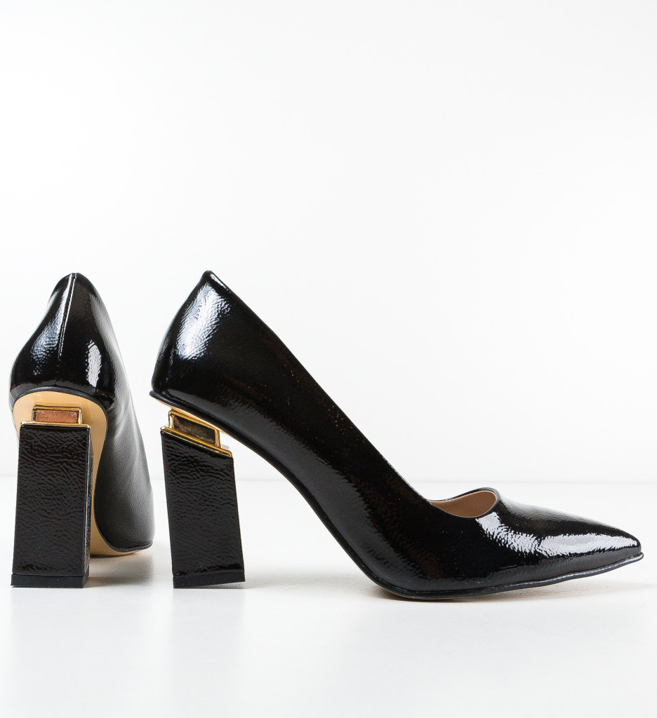 Pantofi Burjoa Negri Eleganți cu Toc - imagine 7