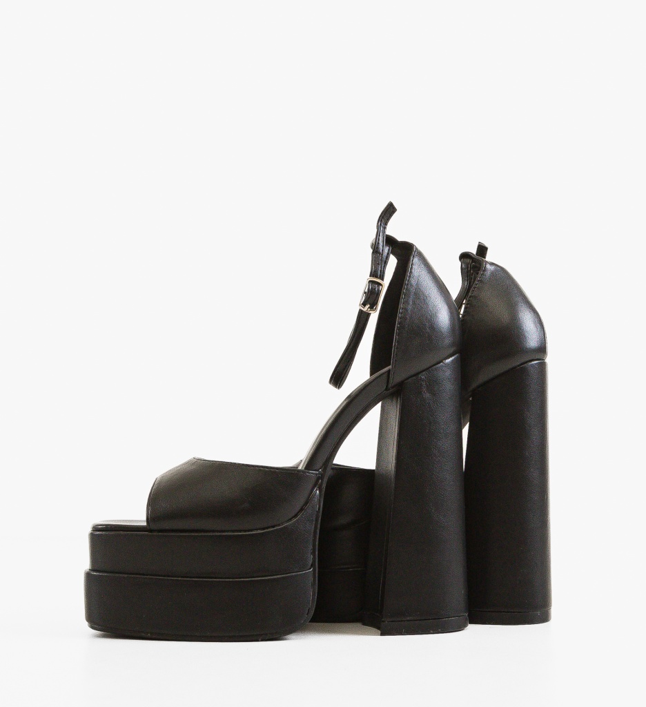Sandale Gail Negre Elegante cu Toc - imagine 5