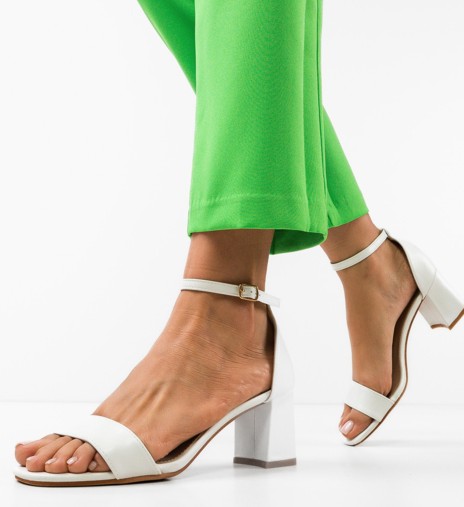 Sandale Ffion Albe cu Toc | Stil si Eleganta