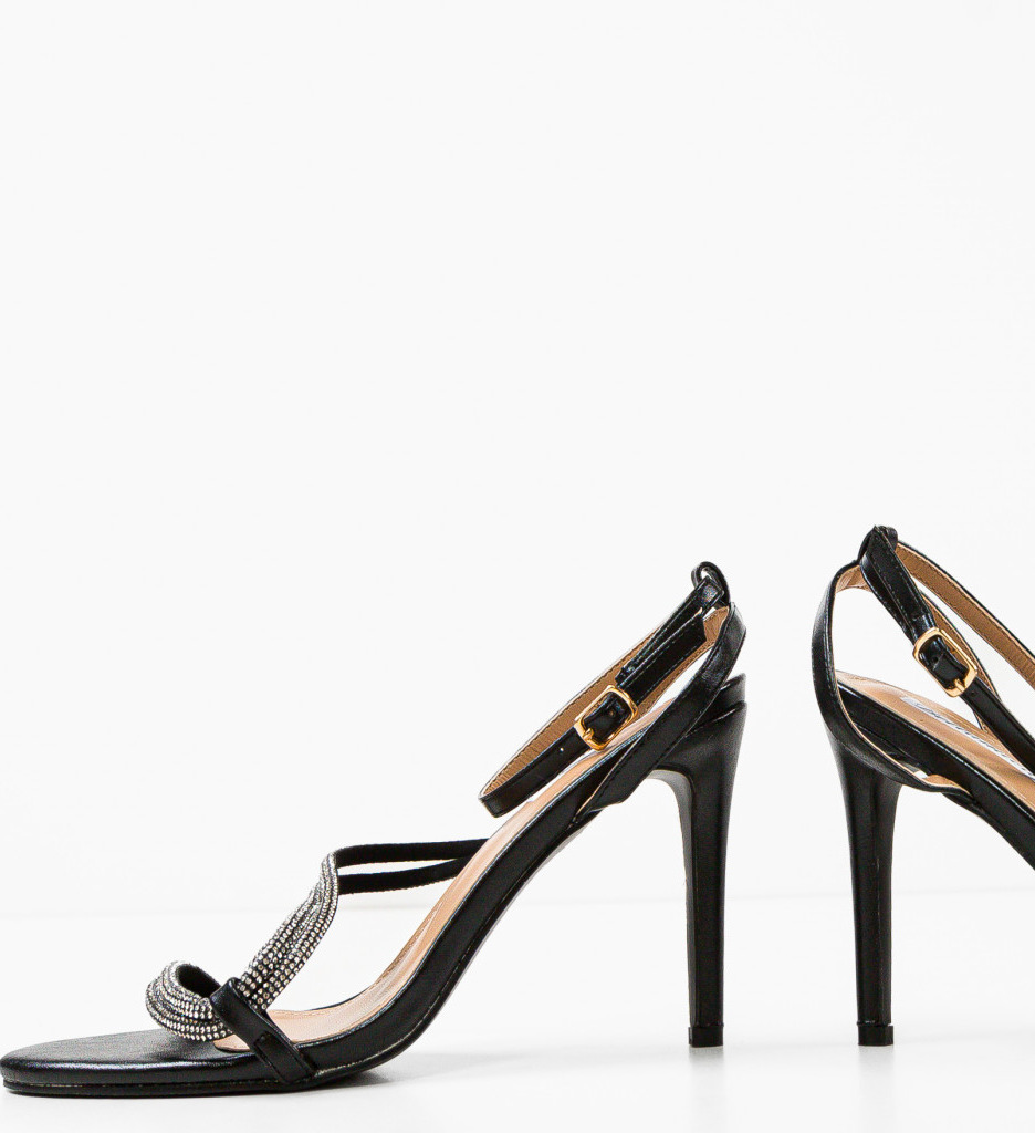 Sandale cu Toc Sion Negre | Eleganță Asigurată - imagine 5