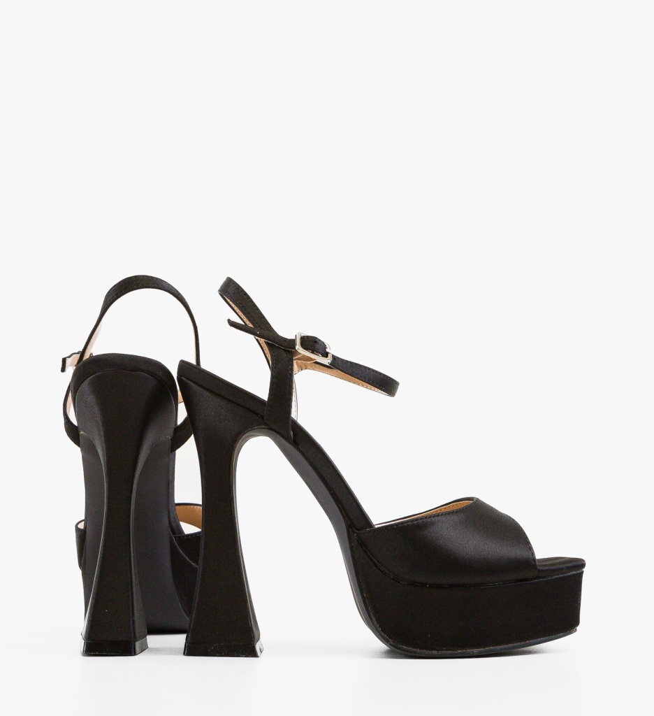 Sandale cu toc Jaopar Negre Elegante - imagine 5