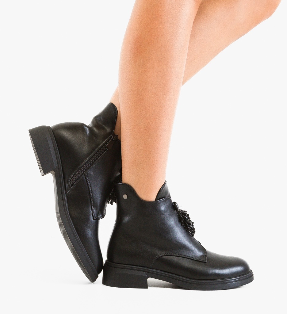 Ghete Dama Charlie Negre | Eleganță și Confort - imagine 2