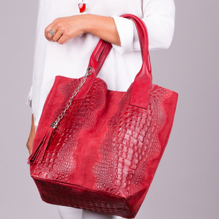 Geanta Shopika Rosie Piele Intoarsa - Eleganta Naturala