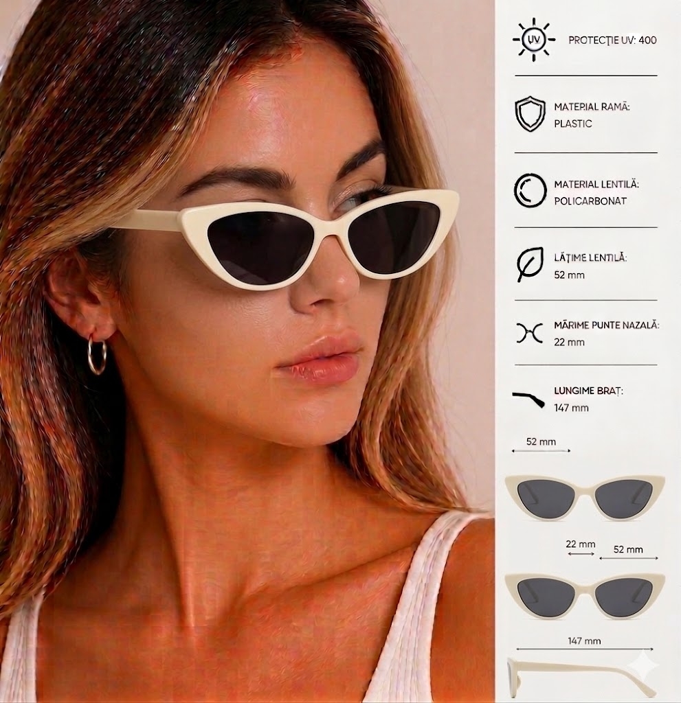 Ochelari de soare Picadili Femei Alb, Protecție UV400 - imagine 4