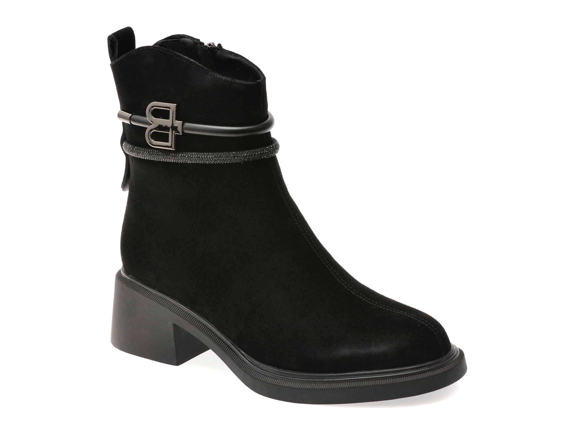 Ghete EPICA Negre Piele Intorsă Elegante