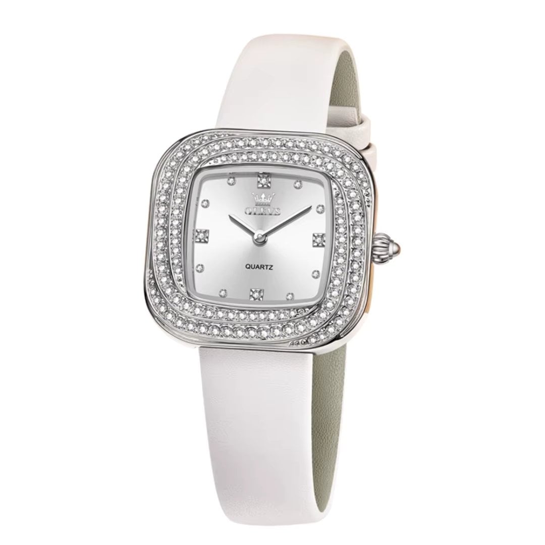 Ceas Dama Olevs CS1929 Alb Piele Naturala