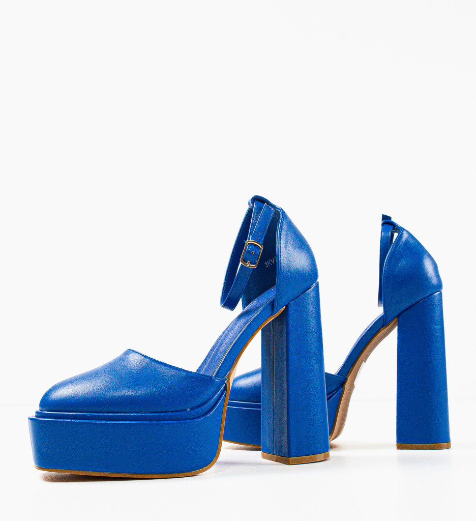 Pantofi dama Hanke Albastri cu Toc Eleganți - imagine 7