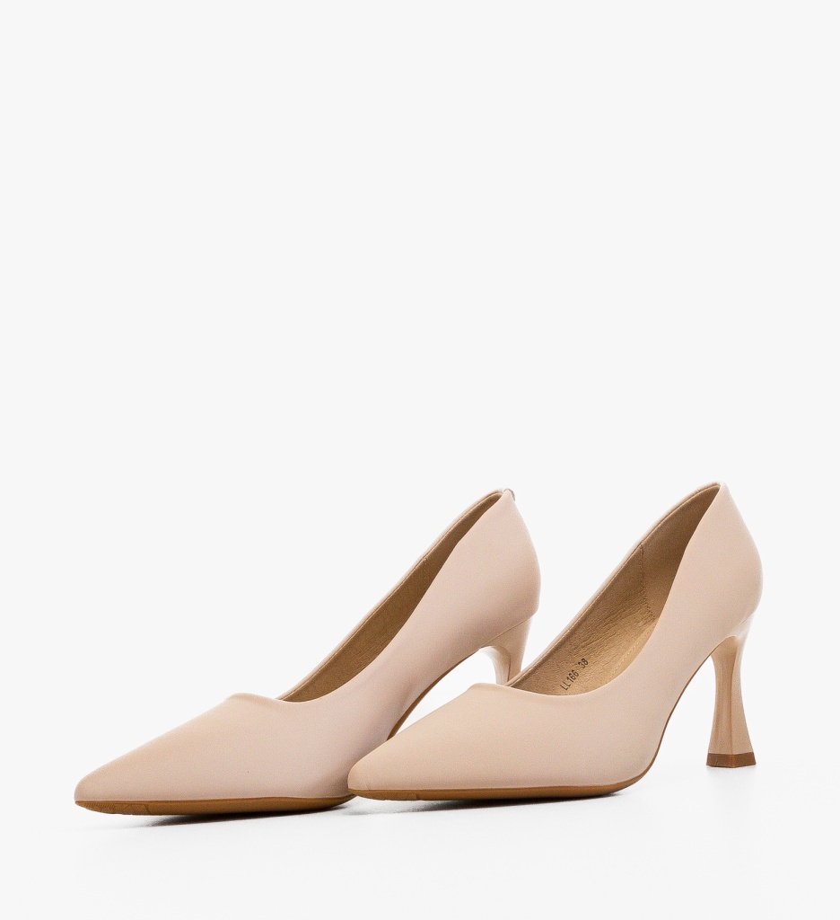 Pantofi stiletto dama Lorans Bej - imagine 4