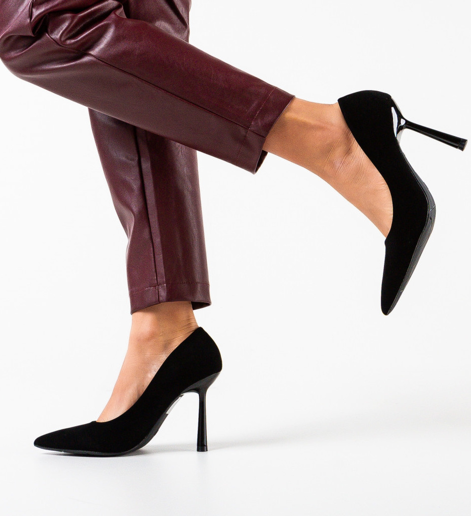 Pantofi Dama Emmett Negri Eleganți cu Toc - imagine 2