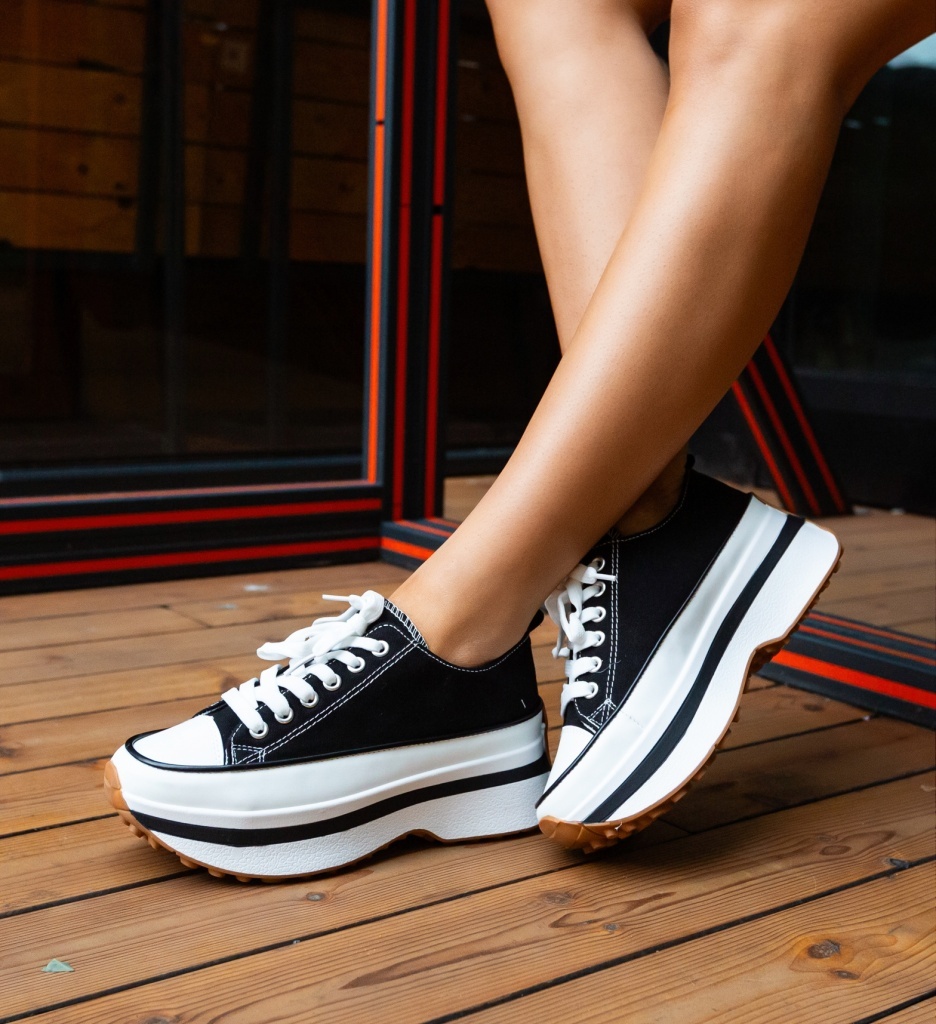 Sneakers Dama Marble Negri | Confort si Stil - imagine 4