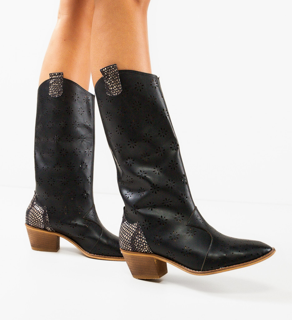 Cizme Floraz Negre Elegante - Confort și Stil - imagine 3