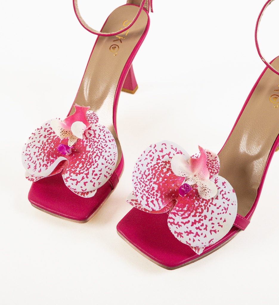 Sandale Orchidee Fuchsia cu Toc Elegant - imagine 6