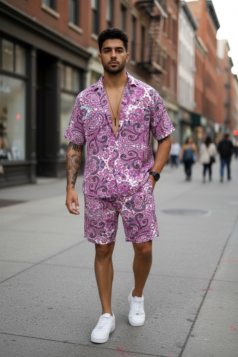 Compleu Vara Barbat Imprimeu Slim Fit - imagine 3