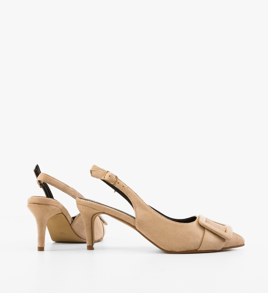 Pantofi Dama Luleo Bej cu Toc Eleganți - imagine 3