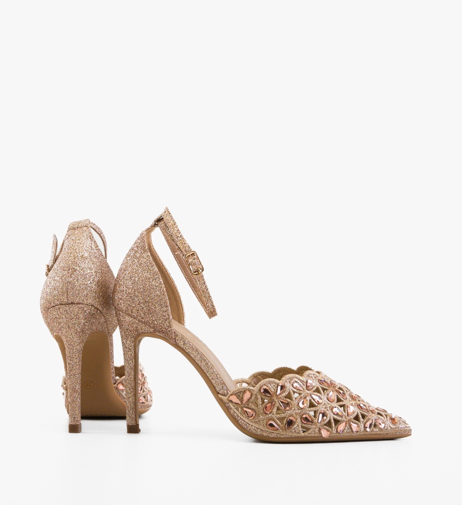 Pantofi Stiletto Dama Tabylys Aurii Eleganți - imagine 4