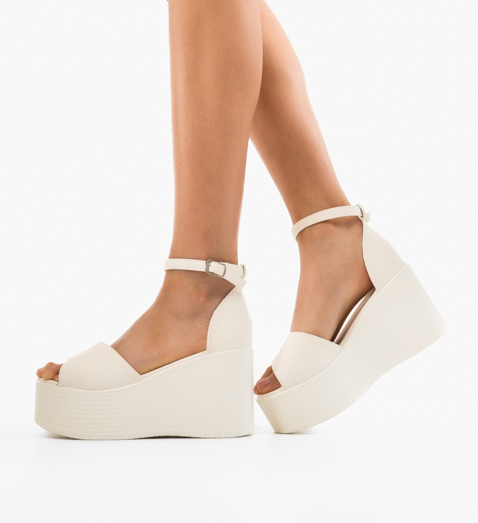 Sandale Platforme Dama Tamar Albe | Stil si Confort