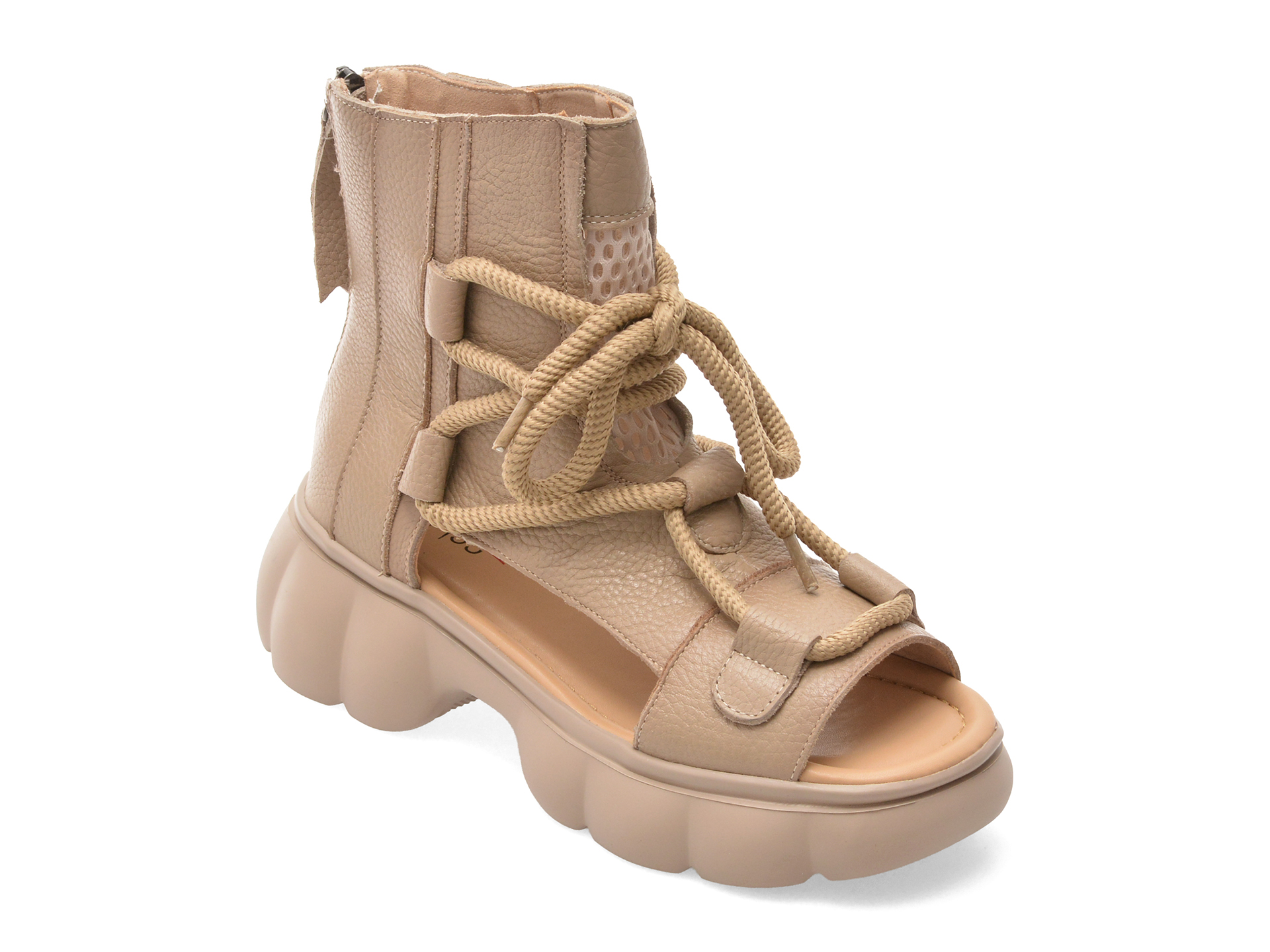 Ghete Pass Collection Bej Piele Naturală