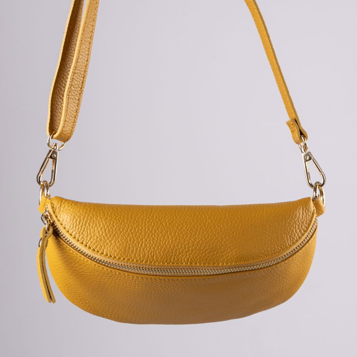 Borseta Piele Naturală Galben Mustar Shopika