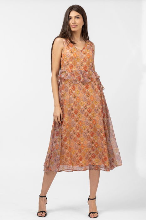 Rochie lungă diafană Md'm cu imprimeu oriental
