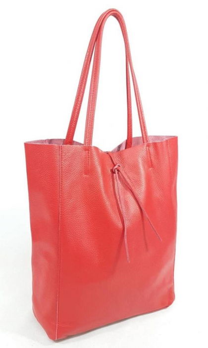 Geanta Shopika rosie piele naturala