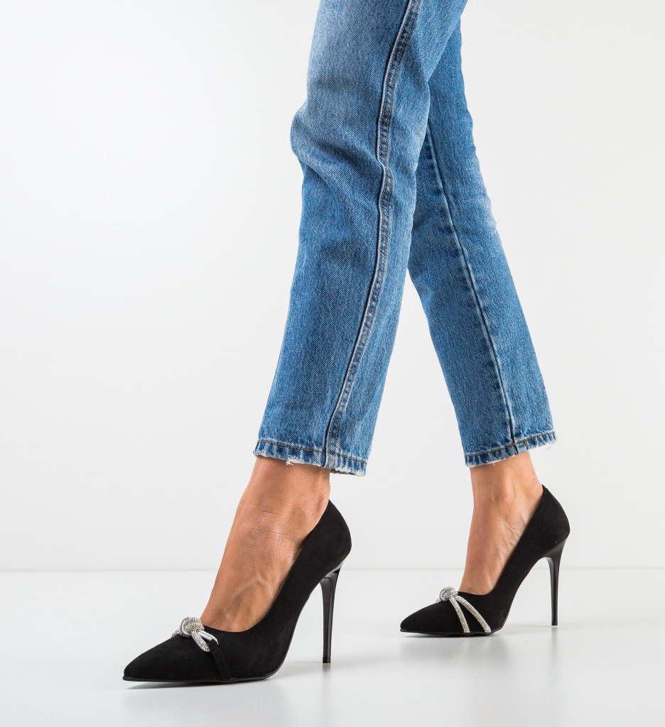 Pantofi cu Toc Airline Negri | Eleganță Asigurată - imagine 2
