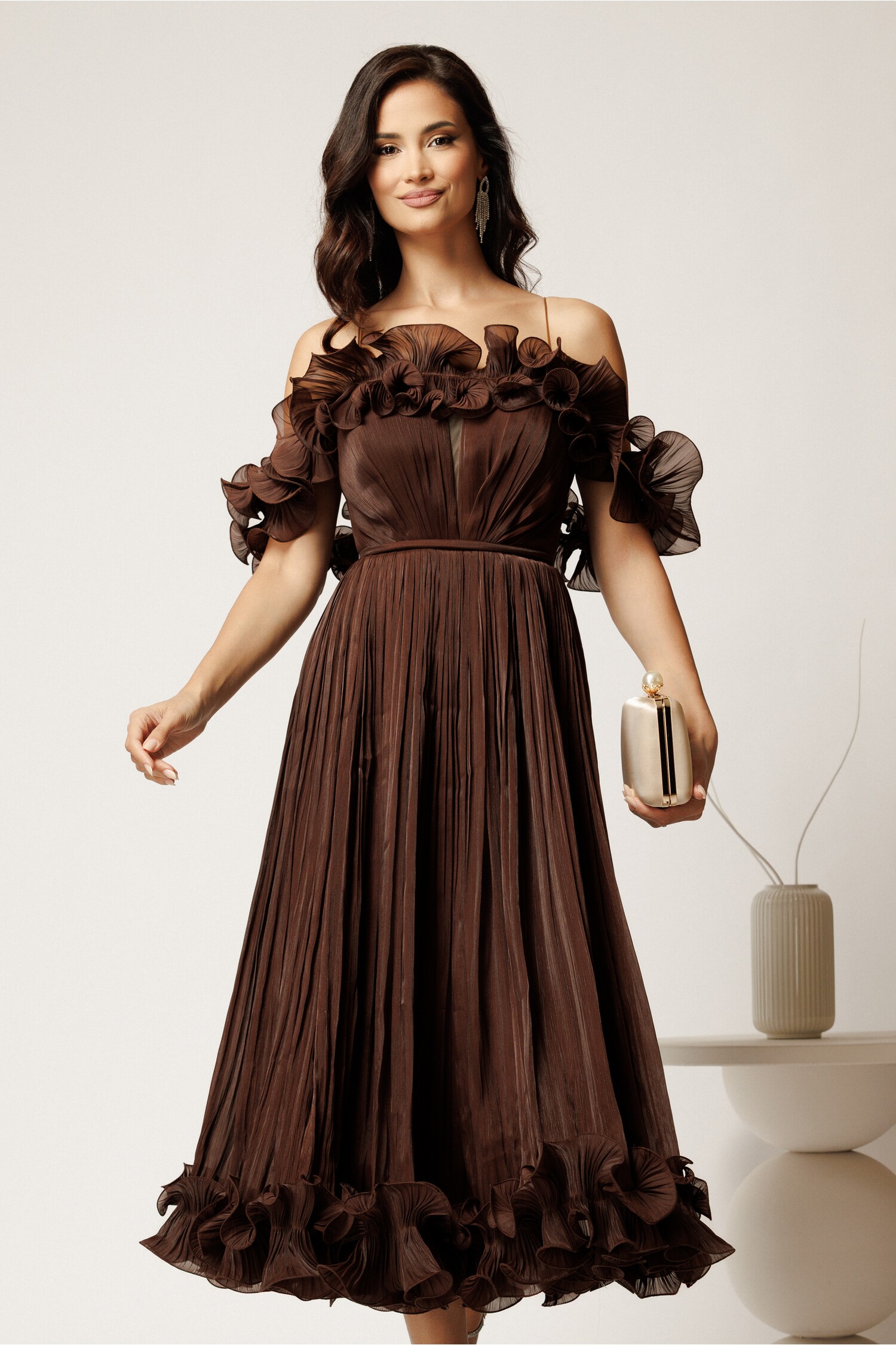 Rochie Midi Eleganta Maro pentru Cununie Civilă