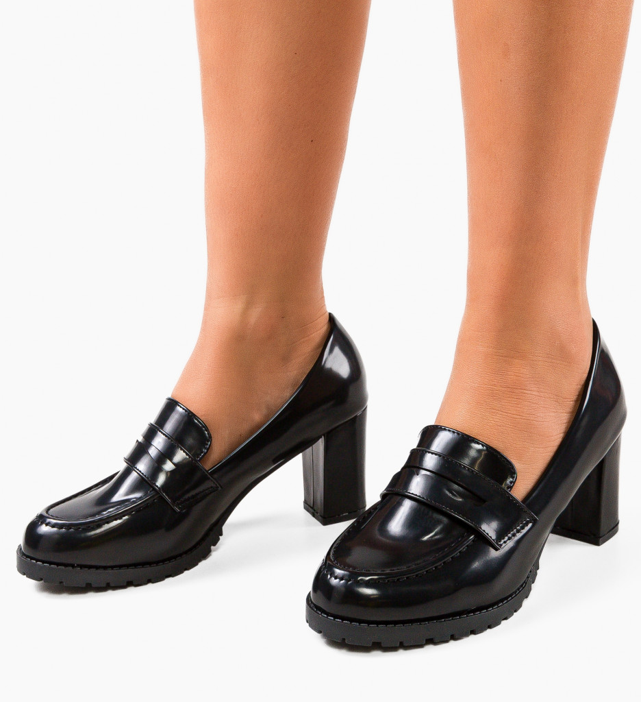 Pantofi Negri cu Toc Eleganți - Model Ingr - imagine 3