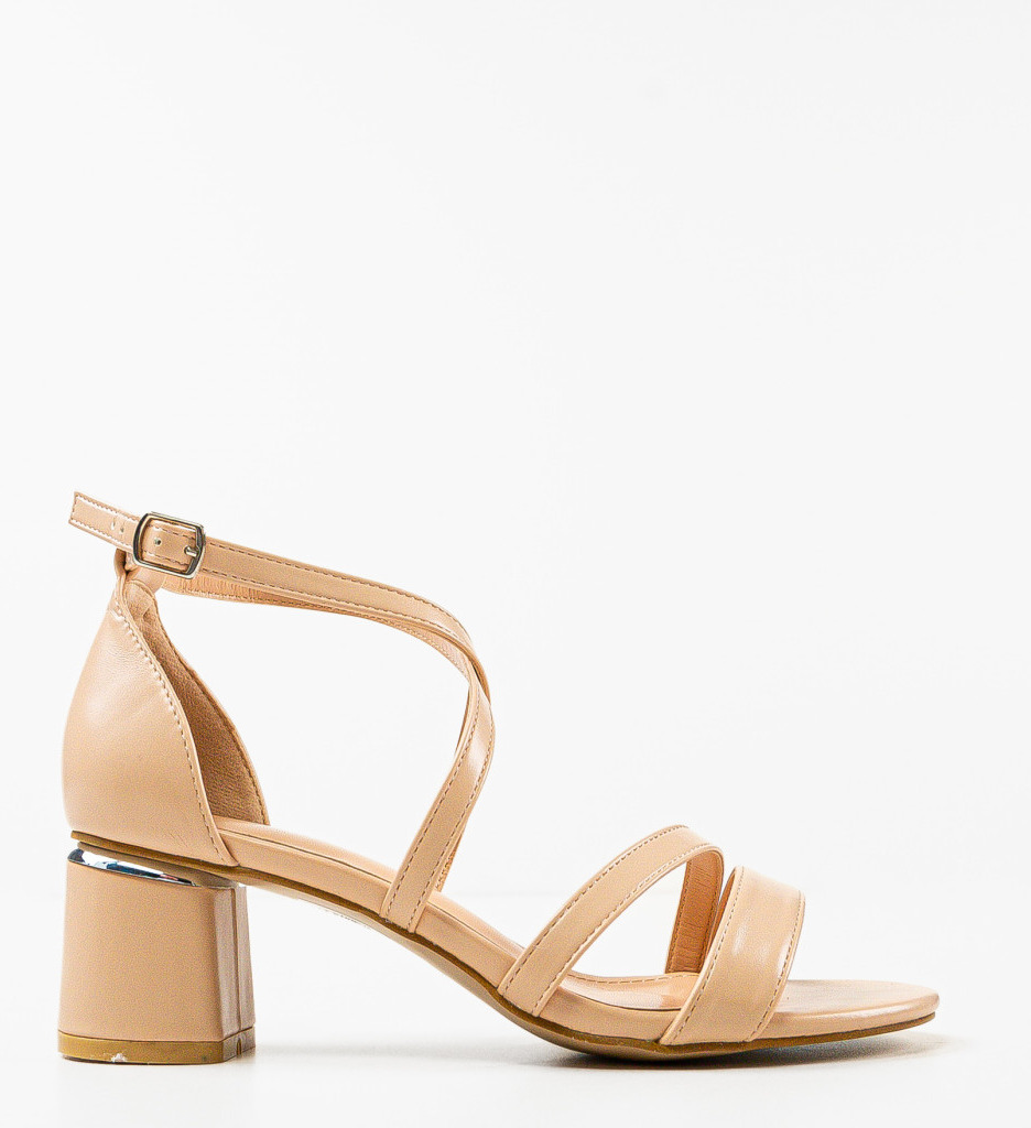 Sandale Dama Manana Bej cu Toc Elegant - imagine 4