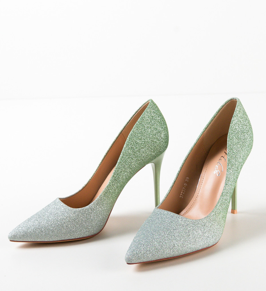 Pantofi Marks Verzi cu Toc Eleganți - imagine 5