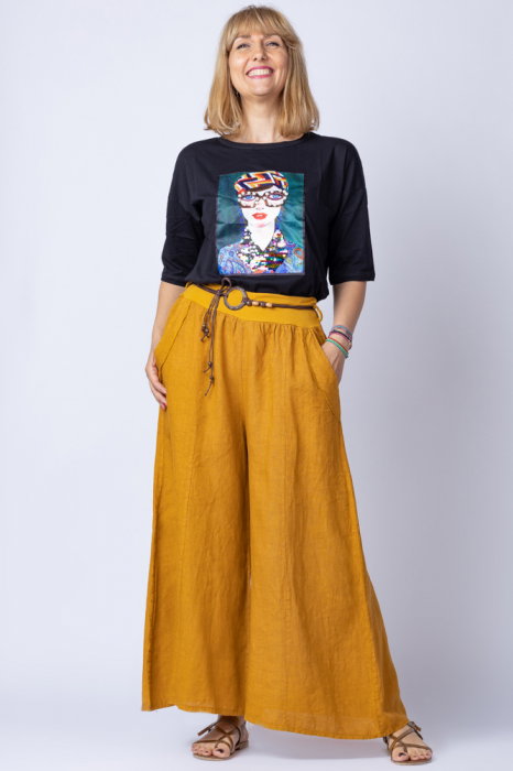Fusta Pantalon In Mustar Shopika cu Curea