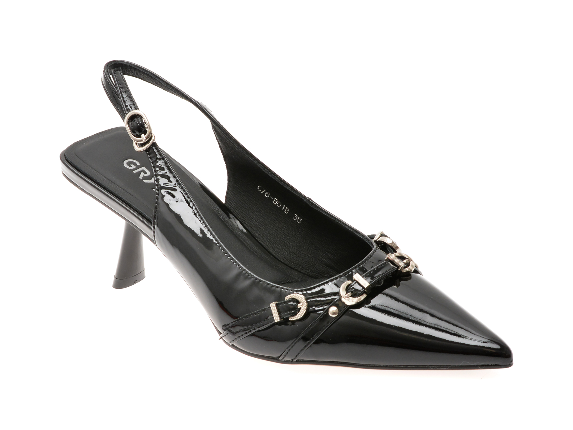GRYXX Pantofi Negri Eleganti din Piele Lacuita