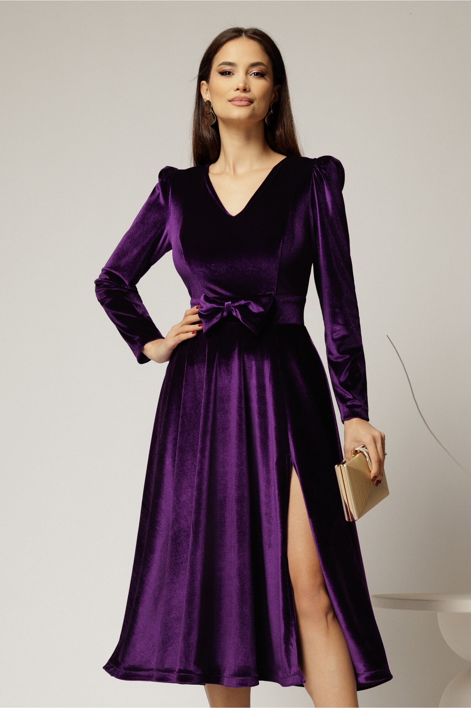 Rochie Catifea Mov DY Fashion Elegantă
