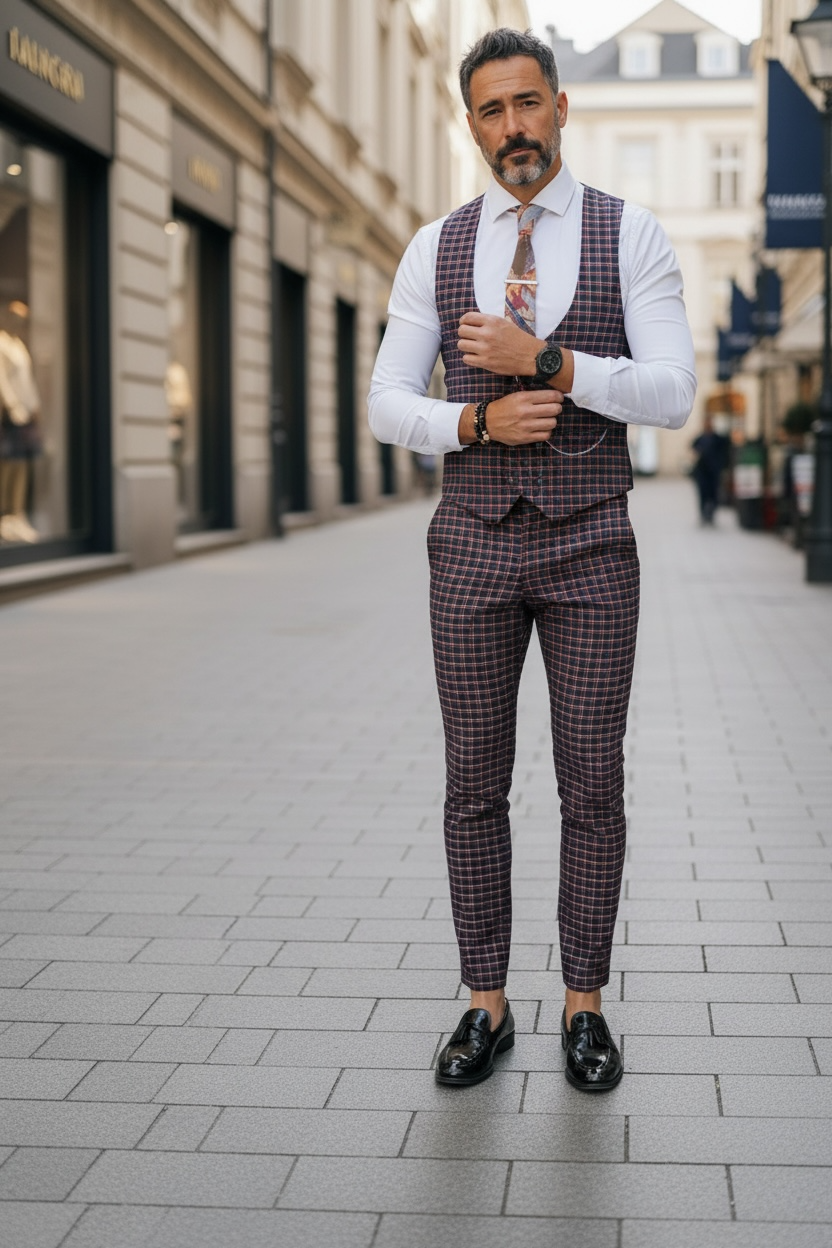 Compleu Barbati Vesta + Pantaloni Slim Fit Elegant - imagine 2