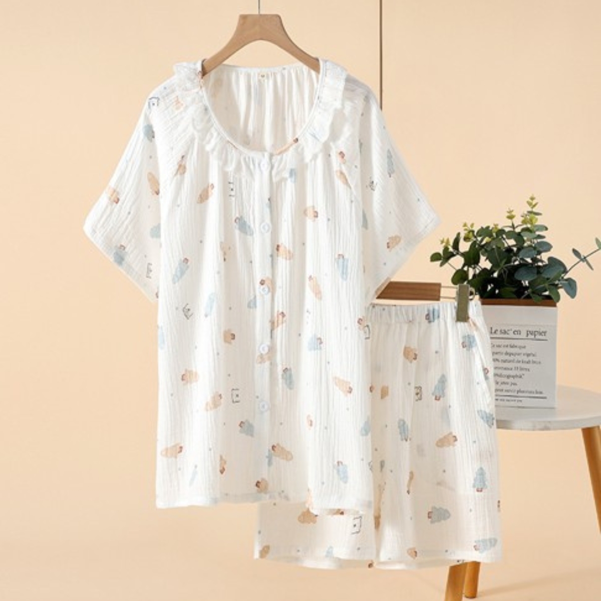 Pijama Delis Warm & Chic Alb, 2 piese - imagine 3