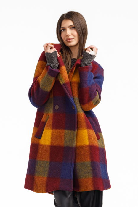Palton Carouri Colorate Shopika | Eleganță și Căldură