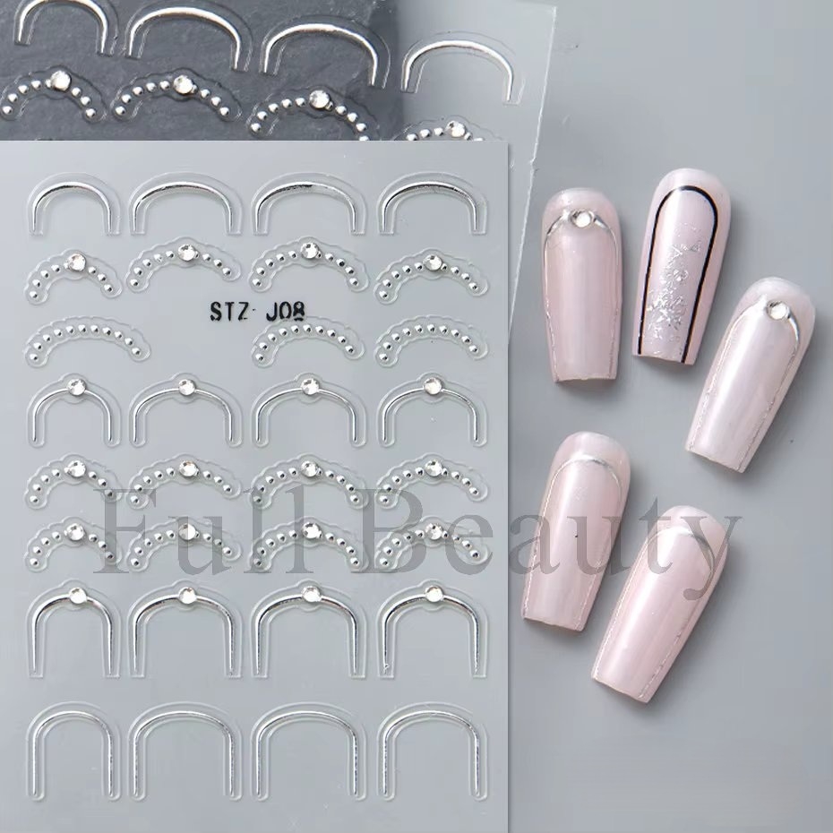 Abtibilduri Unghii 3D Marquise Argintiu | Nail Art Rapid