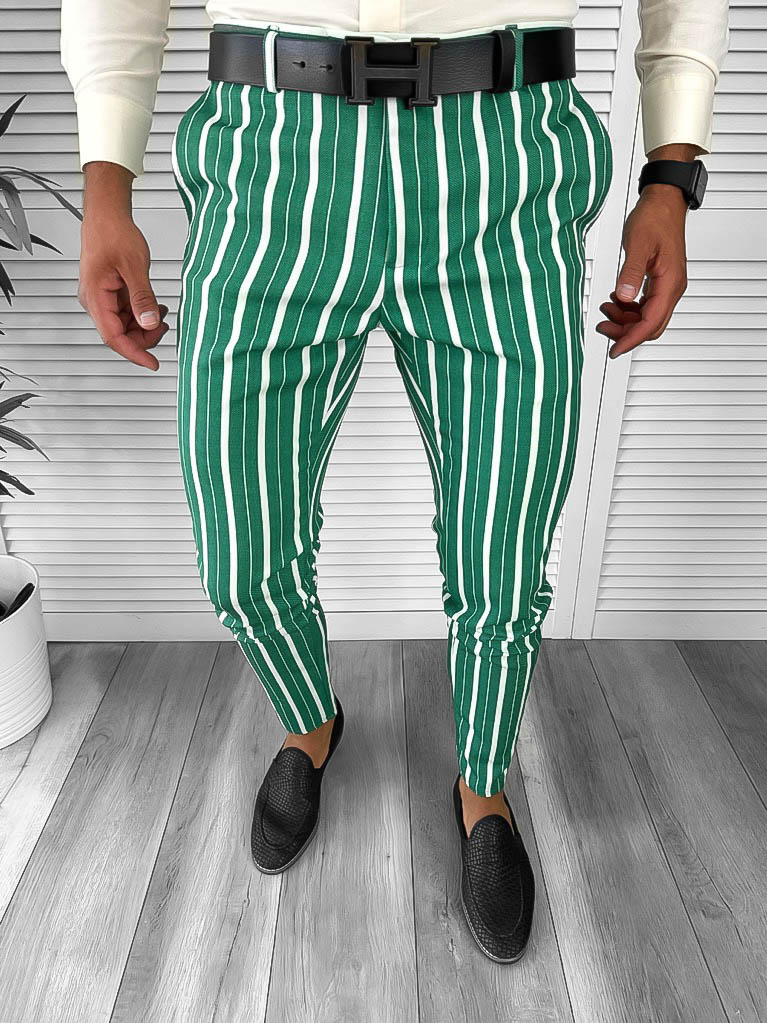 Pantaloni Eleganti Verzi in Dungi | Croi Modern