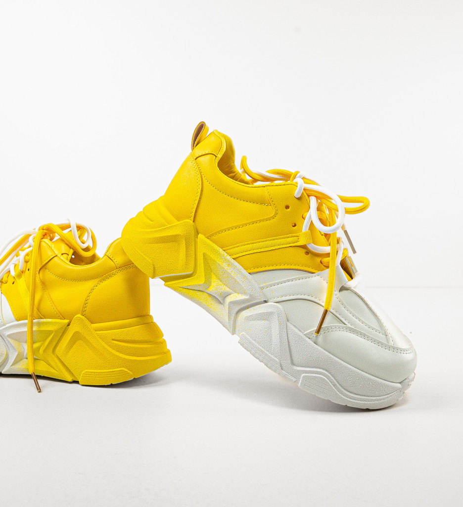 Sneakers Dama Double Galbeni Confort și Stil - imagine 7