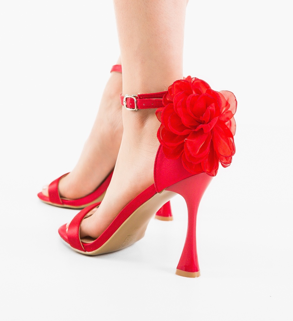 Sandale cu Toc Kadit Rosii Elegante - imagine 2