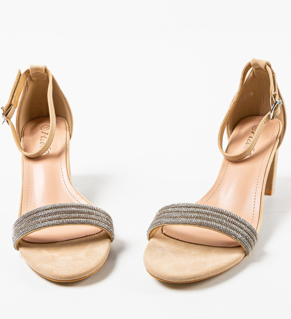 Sandale Dama Ward Bej cu Toc Elegante - imagine 5