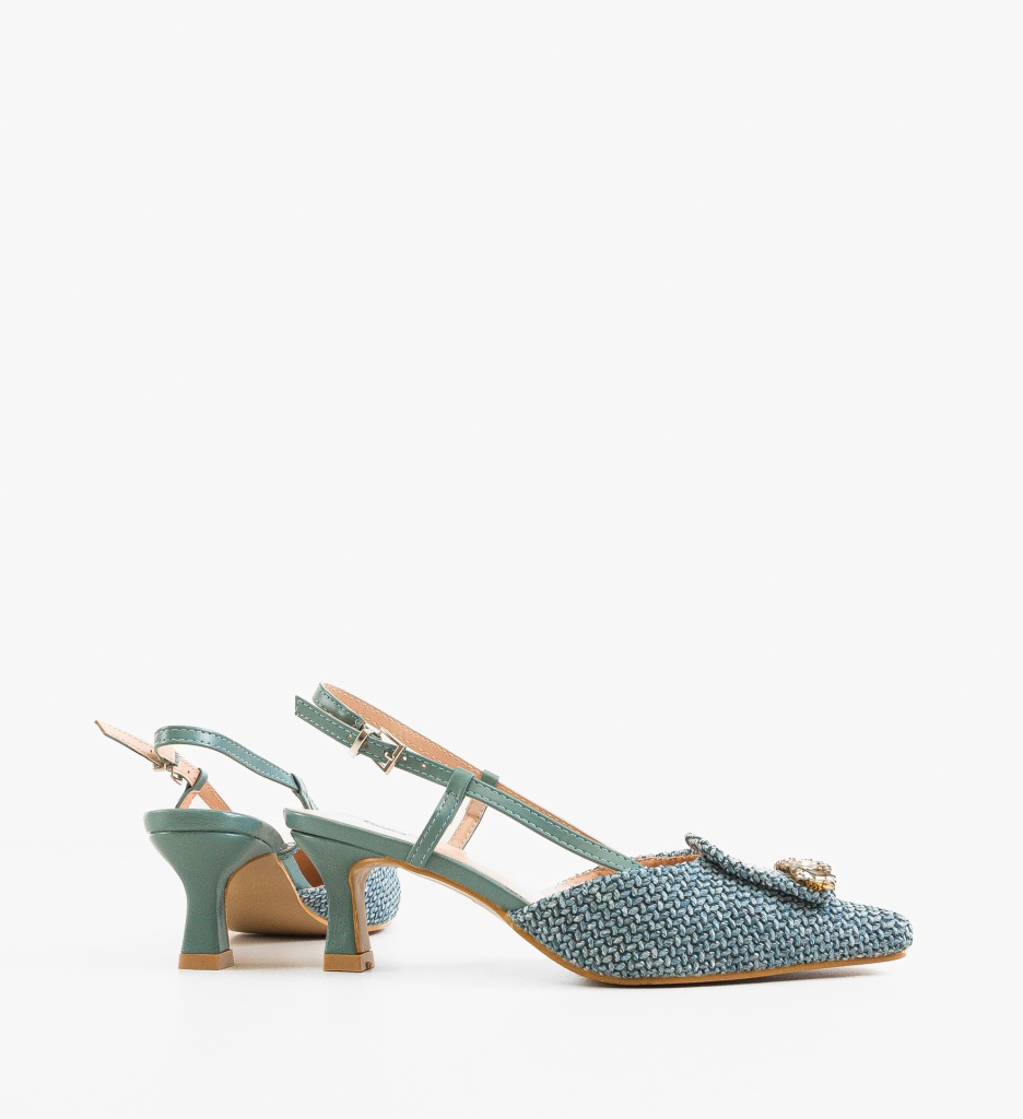 Pantofi Brooks Albastri Eleganți cu Toc - imagine 4