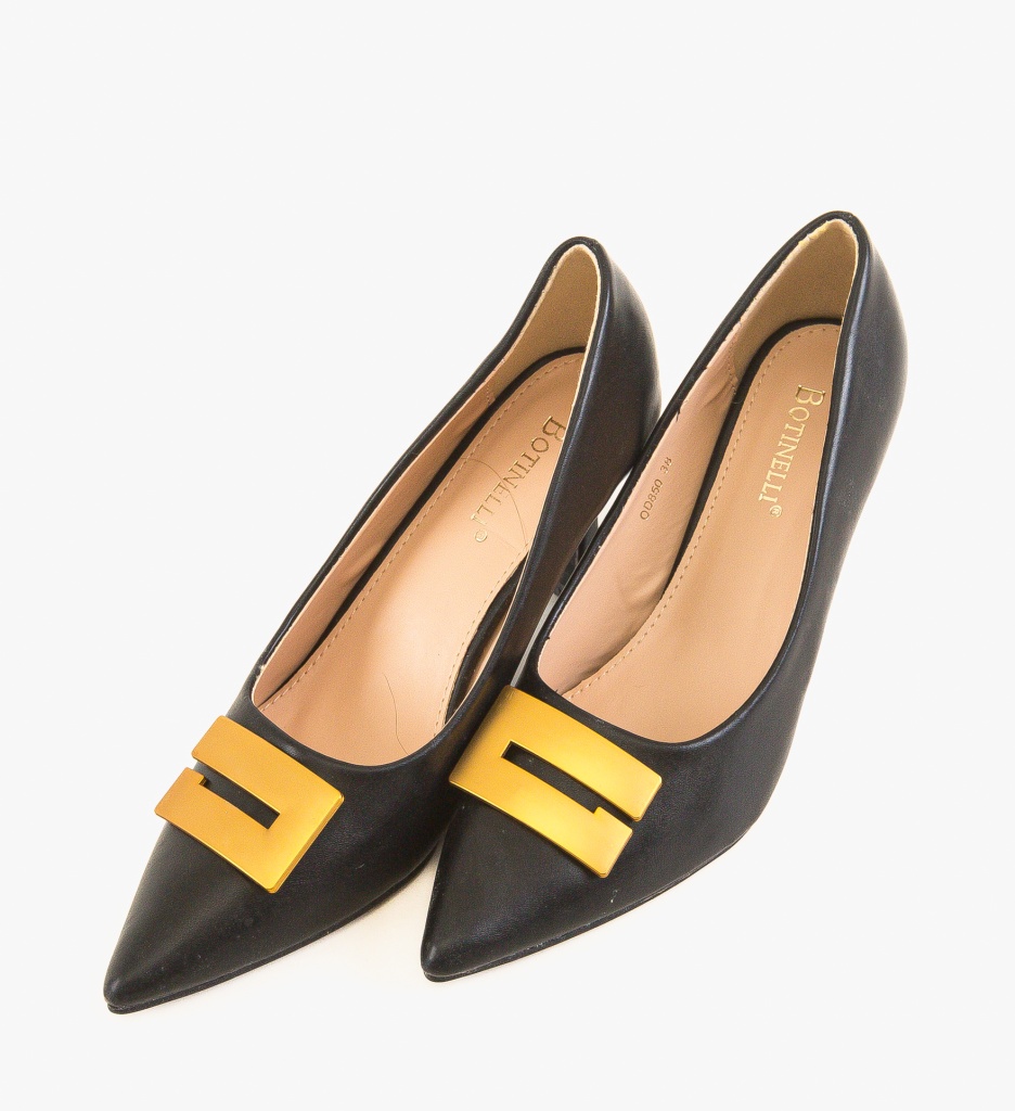 Pantofi Jaxy Negri Eleganți cu Toc - imagine 13