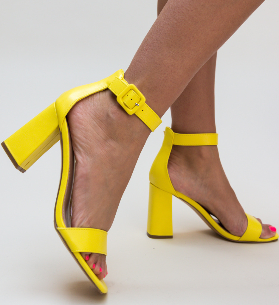 Sandale Gingero Galbene cu Toc Elegante