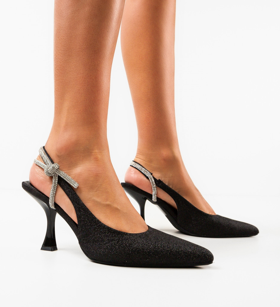 Pantofi Dama Qam Negri Eleganți cu Toc - imagine 2