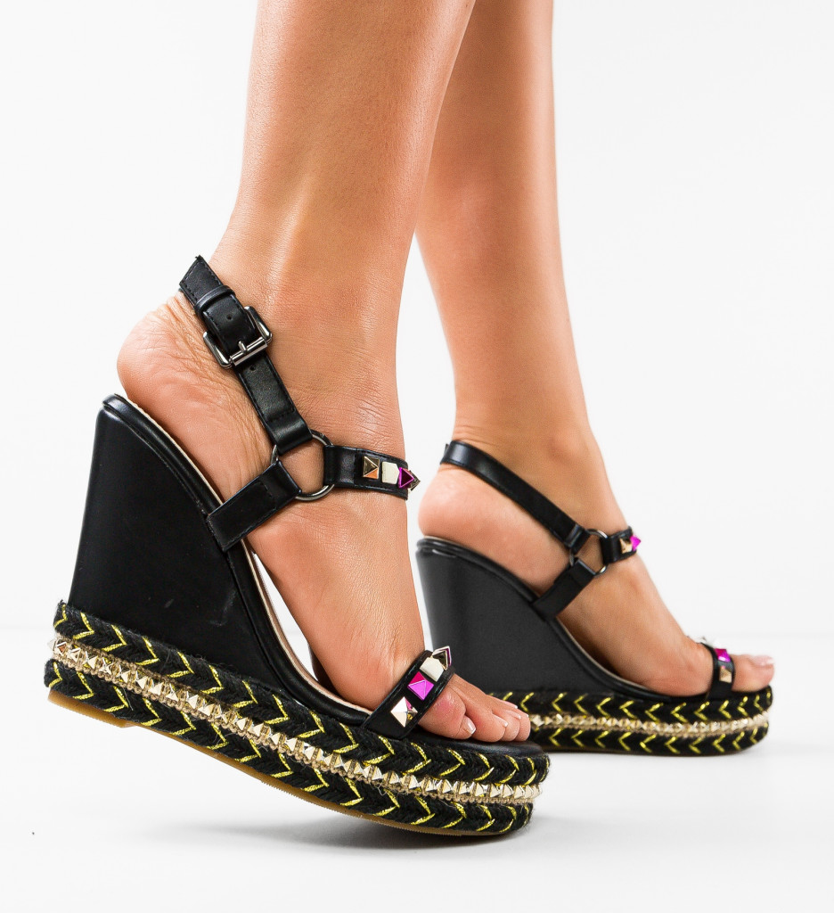 Platforme Dama Jakanza Negre | Eleganță și Stil - imagine 3