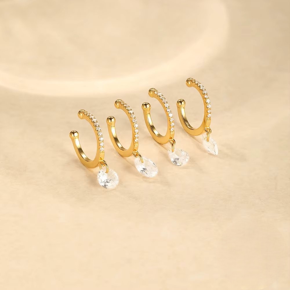 Cercel Ear Cuff Argint Delis cu Piatra Fara Gaurire - imagine 3