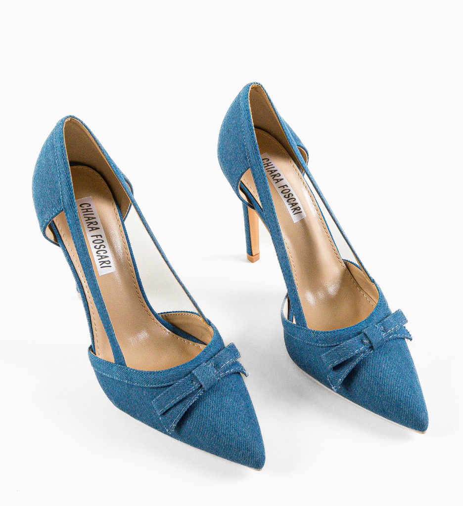 Pantofi Delshad Albastri Eleganți cu Toc - imagine 7